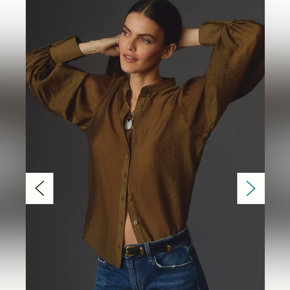 Olive Green Women's Button-Down Blouse